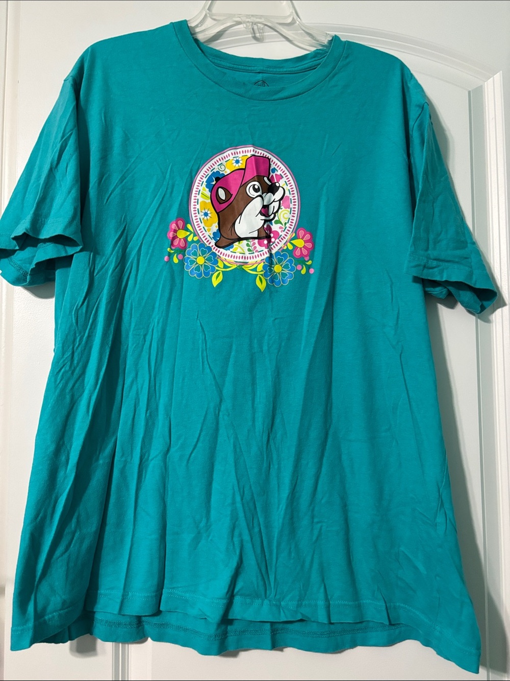 BUC-EE’S Teal Short Sleeve Graphic Tee with Floral Mascot